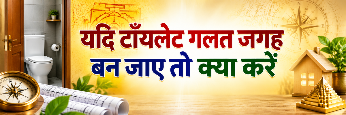 यदि टॉयलेट गलत जगह बन जाए तो क्या करें। बिना तोड़-फोड़ के टॉयलेट का वास्तु दोष दूर करने के उपाय और आसान नियम का पोस्टर