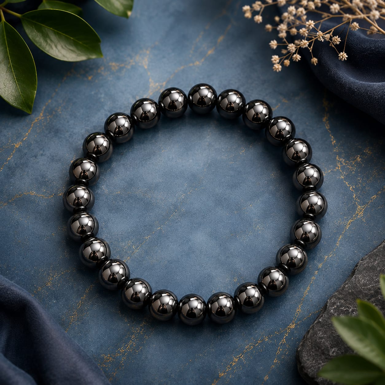 Natural Hematite Beaded Bracelet